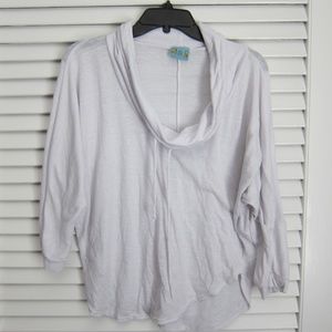 Y2K Vintage C&C California Cowl Neck Batwing Dolman Shirt in White sz L